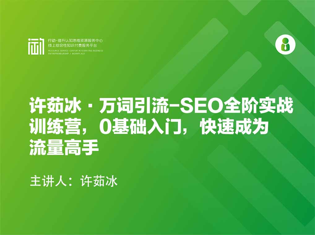 许茹冰·万词引流-SEO全阶实战训练营，0基础入门，快速成为流量高手